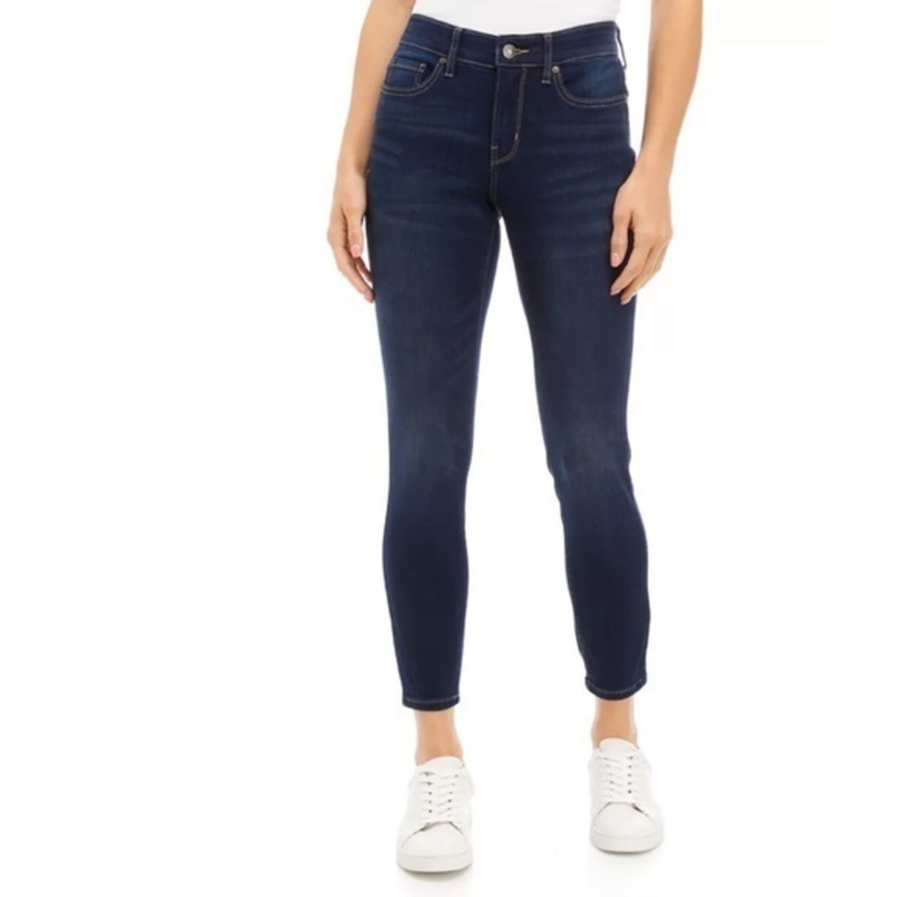 Wonderly Mid Rise Dark Blue Skinny Jeans